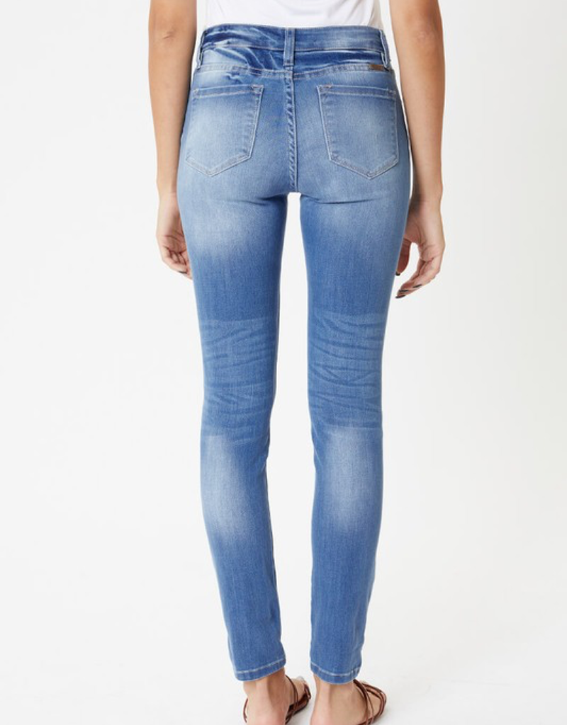 Mendy Mid Rise Super Skinny Jeans in Medium Indigo Blue