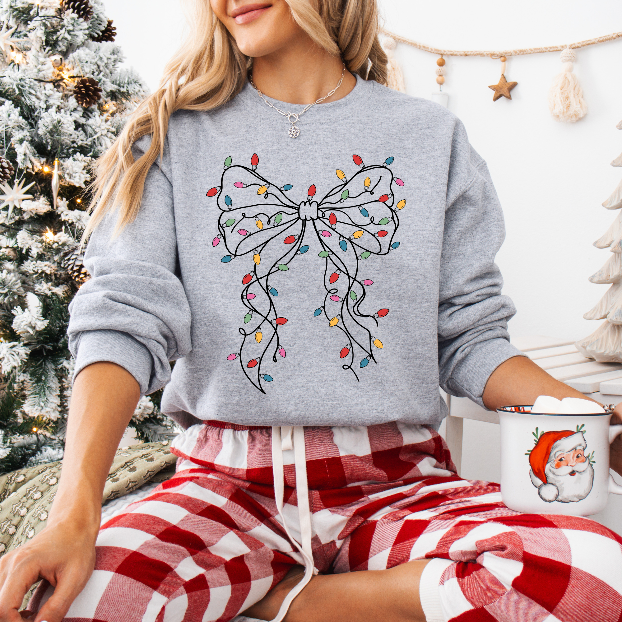 Coquette Christmas Lights Bow