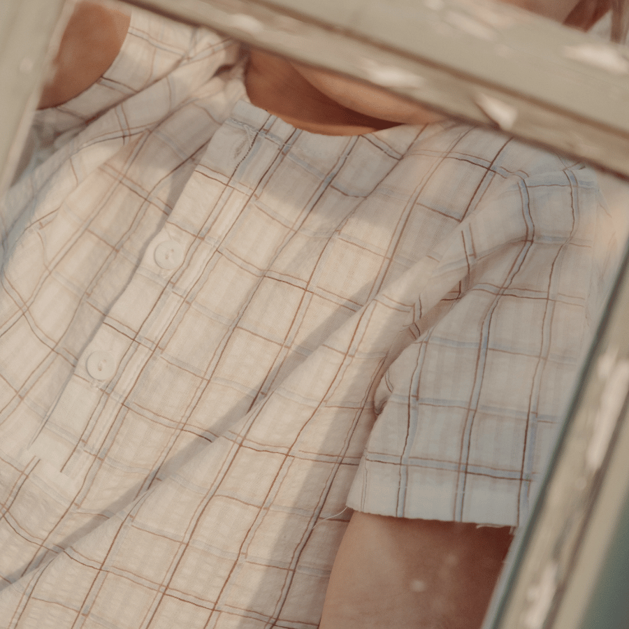 Woven Tunic in Sketch Grid - Soft Cotton Baby Shirt - Image 4