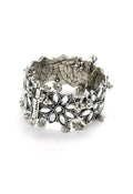 Oxidised silver-plated bracelet with mirror work and Kamal Johar design