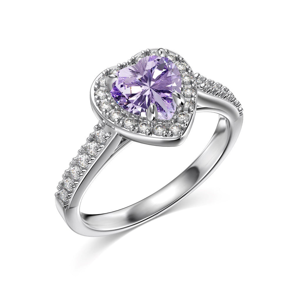 12 Zodiac Colorful Zircon Silver Ring for Women