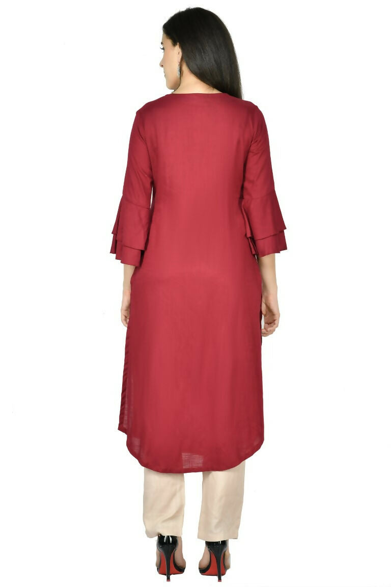 Wine Cotton Rayon Kurta Set – Comfortable 3-Piece Ethnic Wear