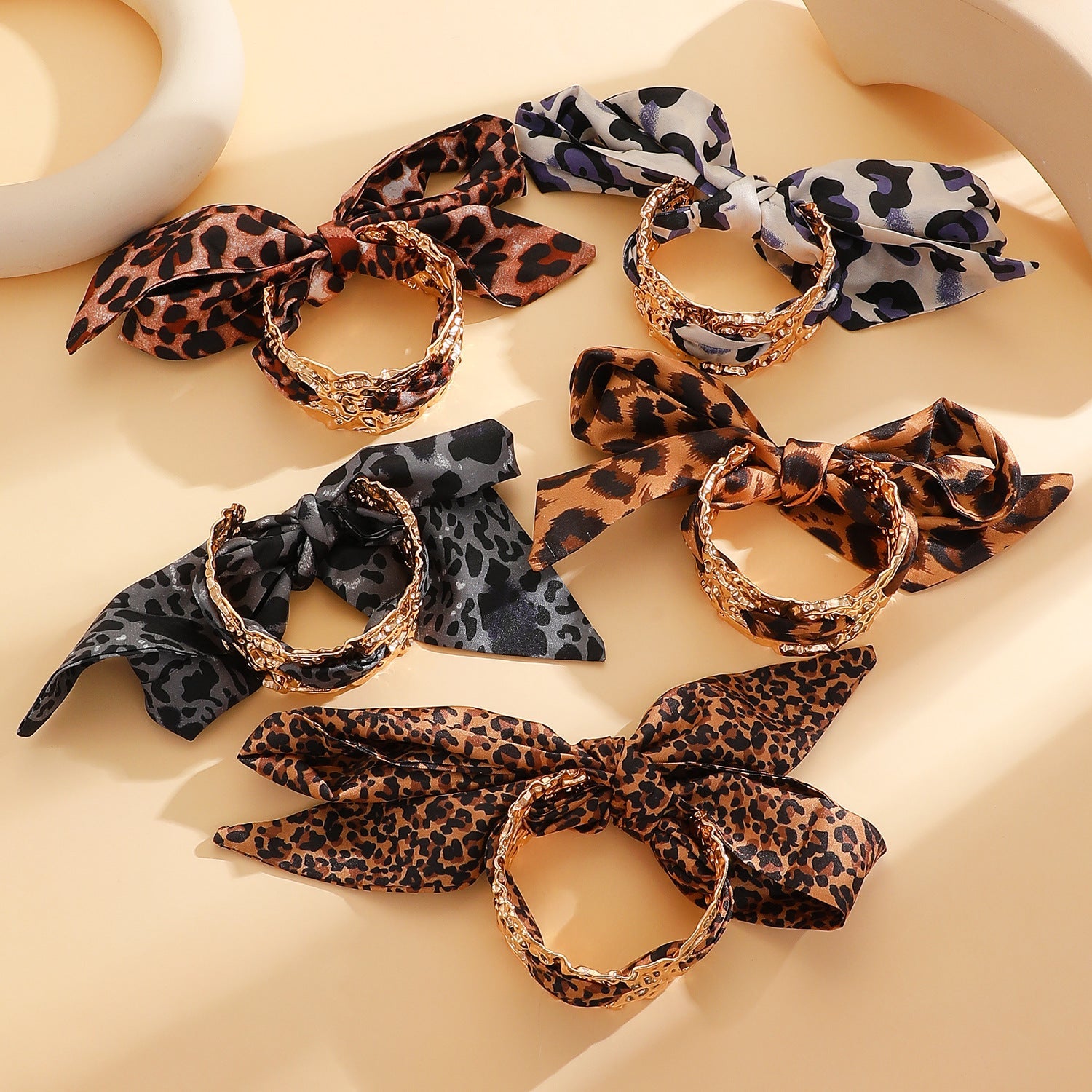 Leopard-print Silk Scarf Bracelet European And American Style