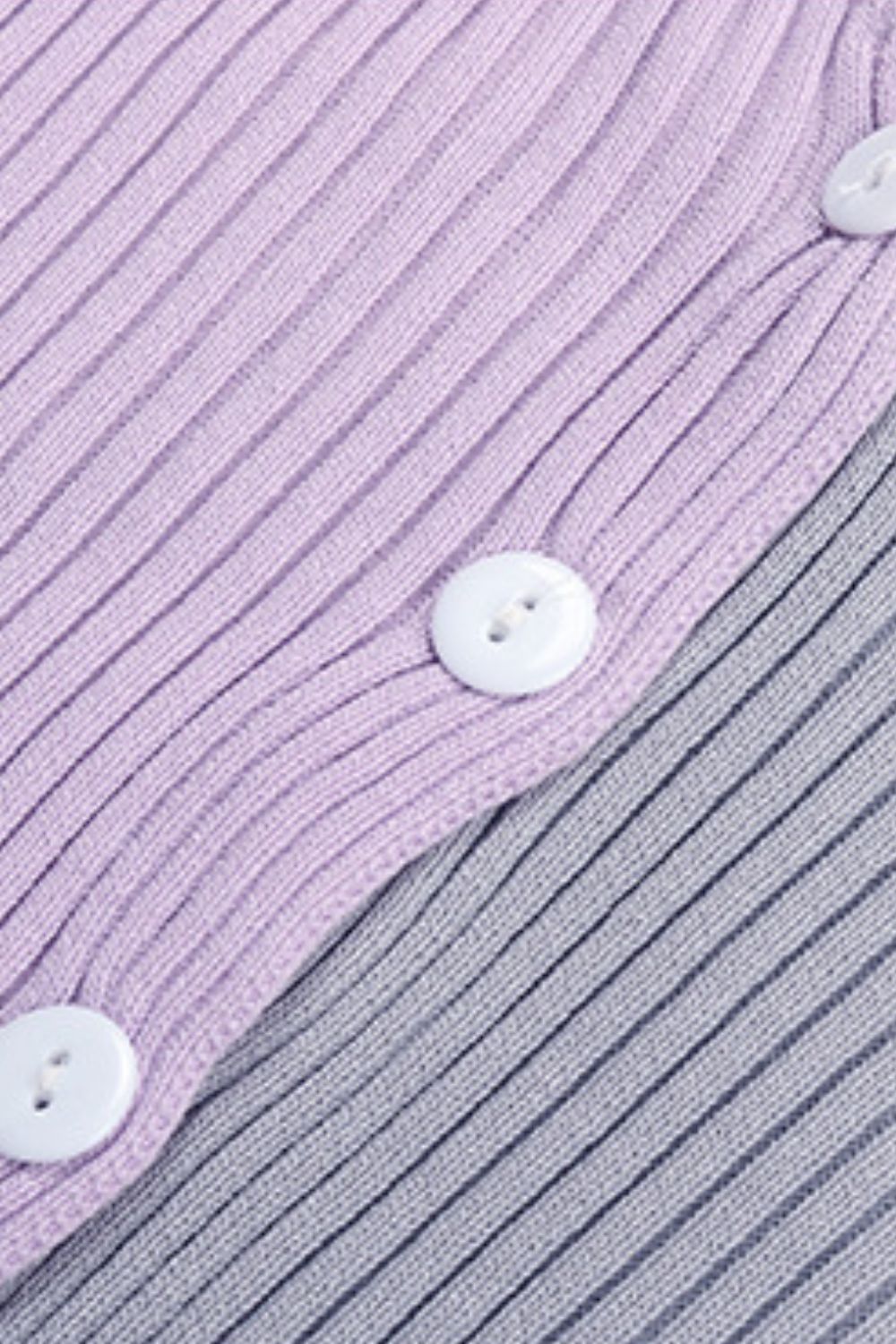 Women's Two-Tone Ribbed Button-Up Crop Cardigan - Image 6