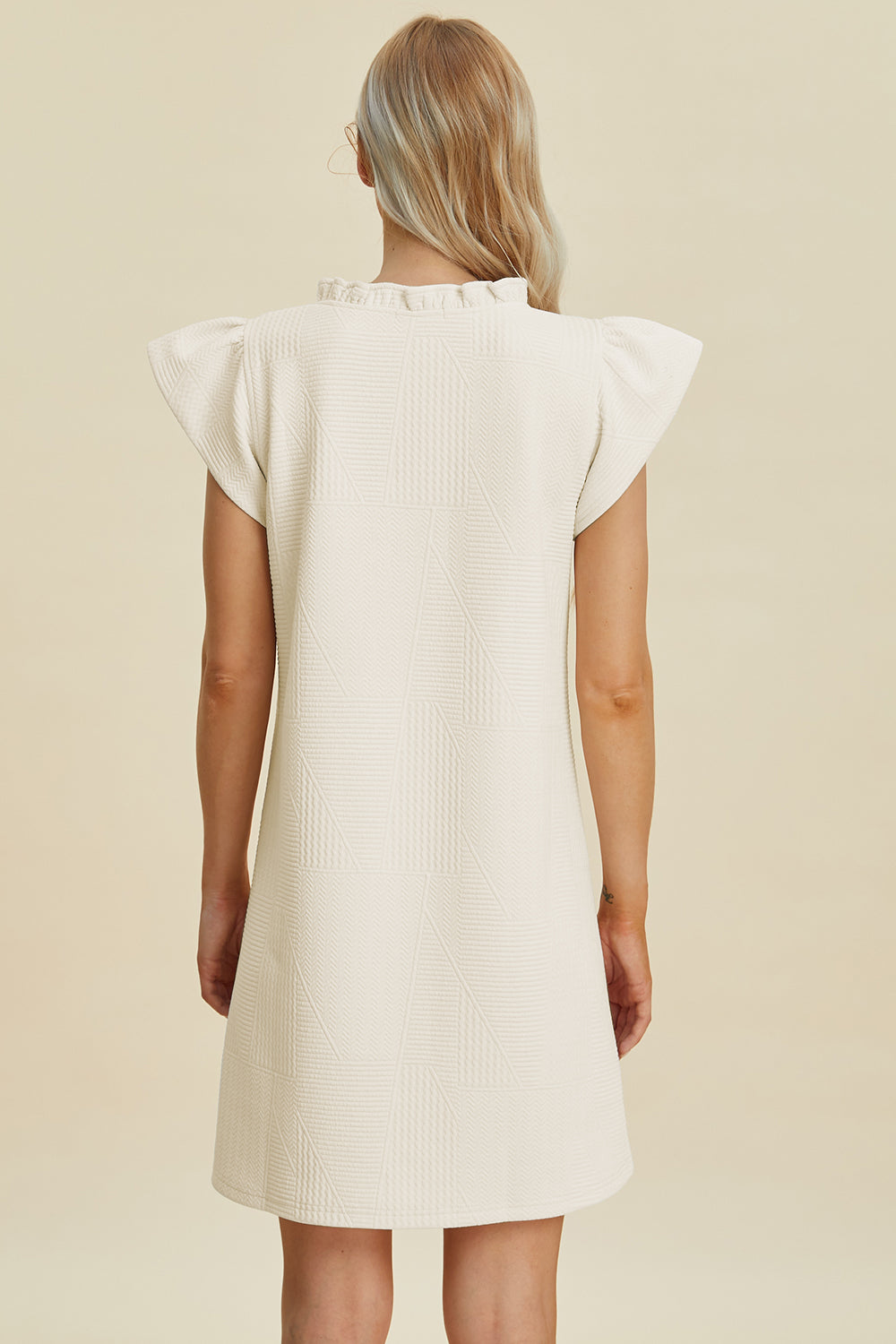 Ruffled V-Neck Cap Sleeve Dress in Elegant Style