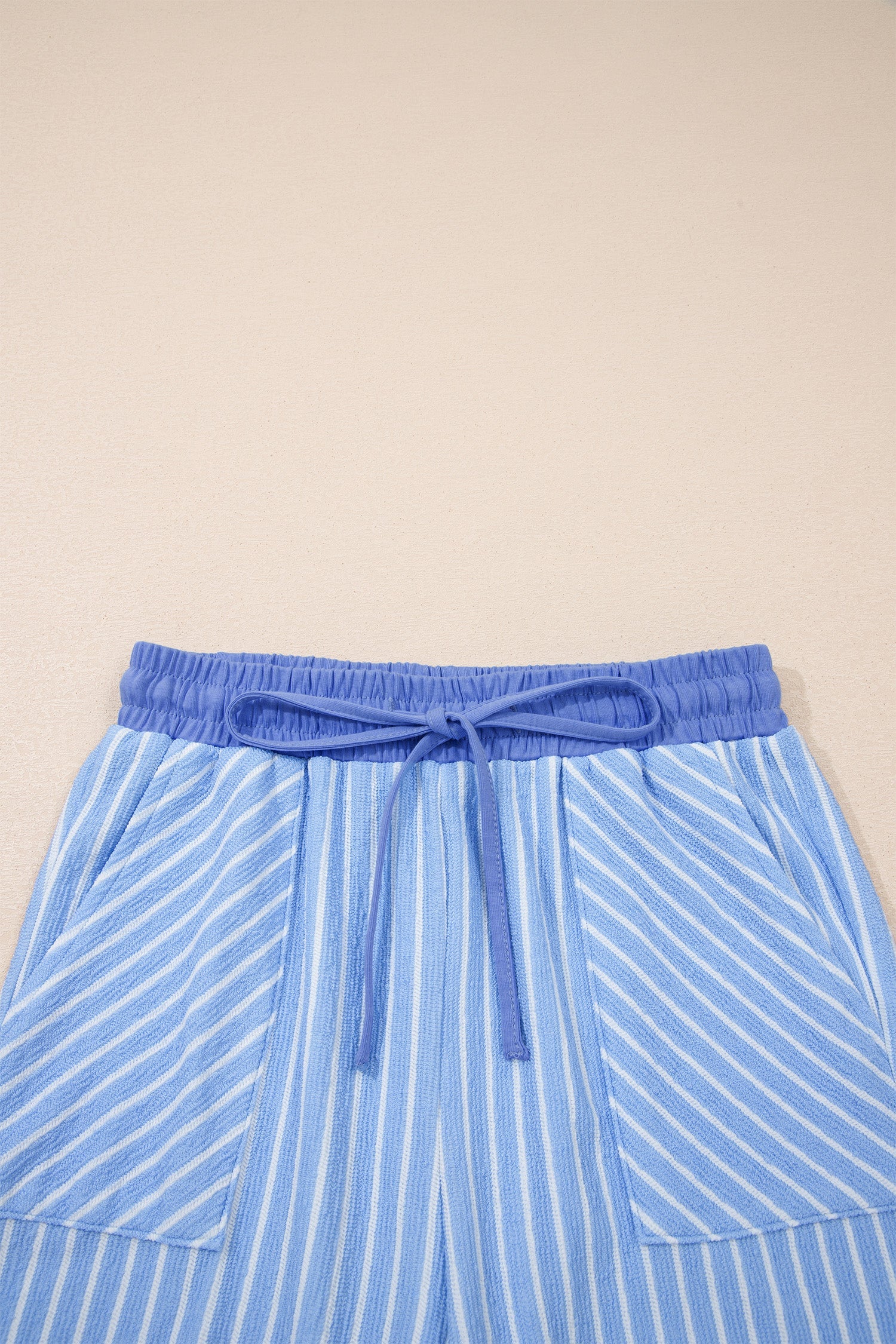 Women's Striped Crew Neck Tee and Drawstring Pants Loungewear Set