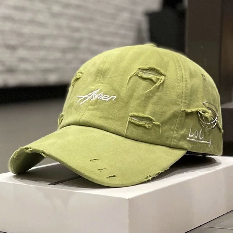Distressed Tie-Dye Letter Print Cap - Women’s Cotton Streetwear Hat