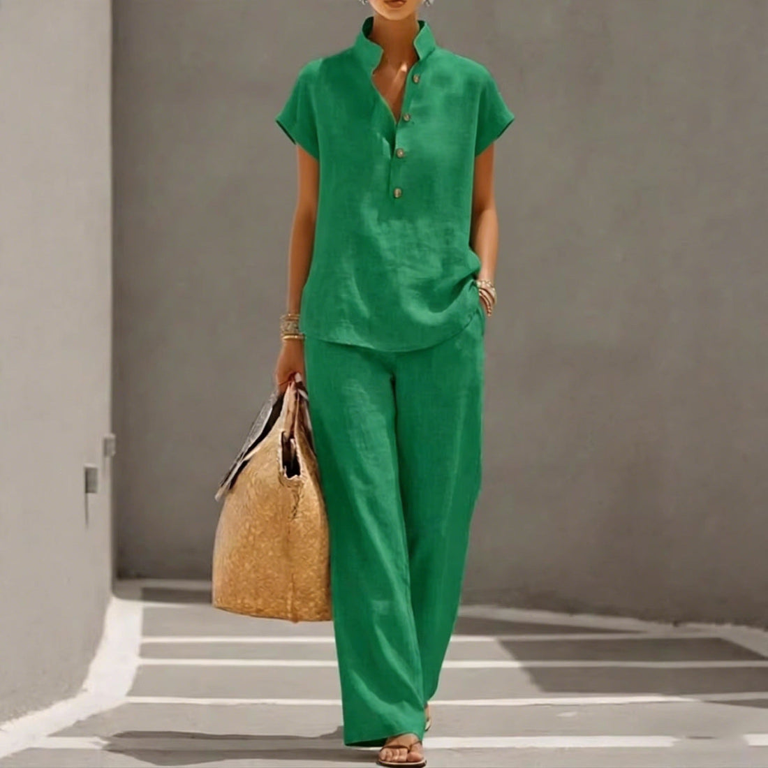 Cardigan & Short Sleeve Top + Pants Three-Piece Set – Solid Color Casual Lounge