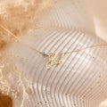 Custom cursive name necklace with birthstone available in gold and silver finishes