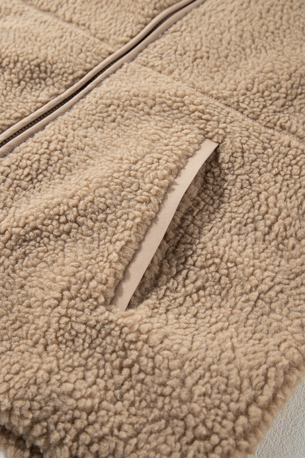 Women's Solid Fleece Zip-Up Hooded Jacket with Drawstring Pockets