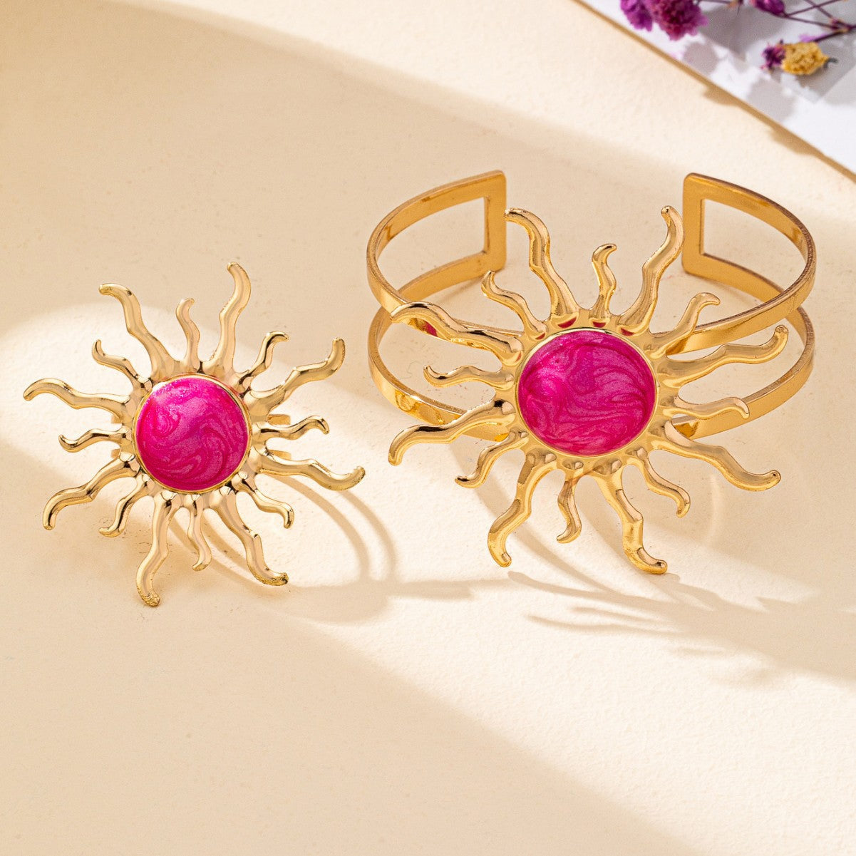 Elegant And Stylish Sunflower Bracelet And Ring Jewelry Set For Women