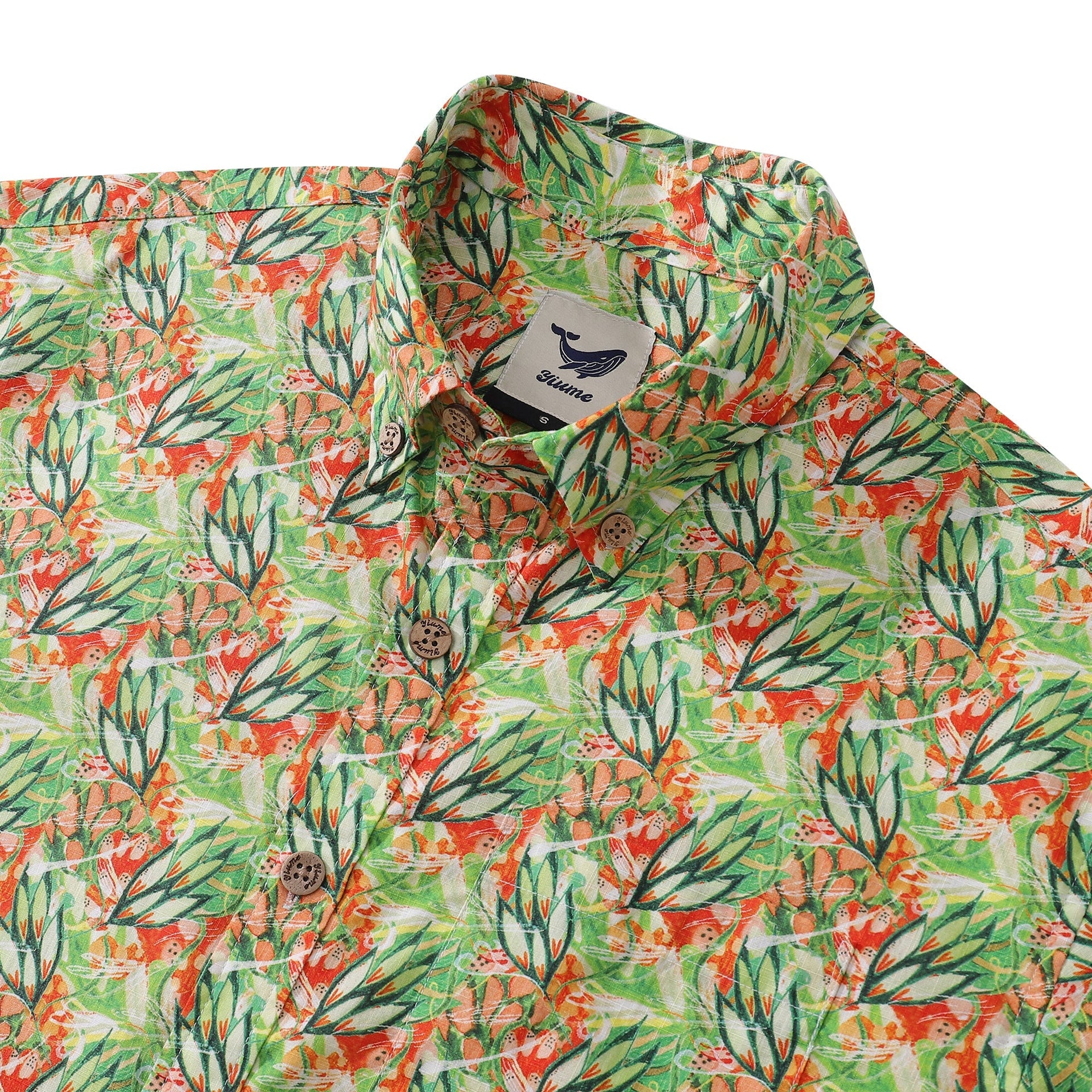 Men's Seaweed Print Hawaiian Shirt Cotton Short Sleeve Aloha
