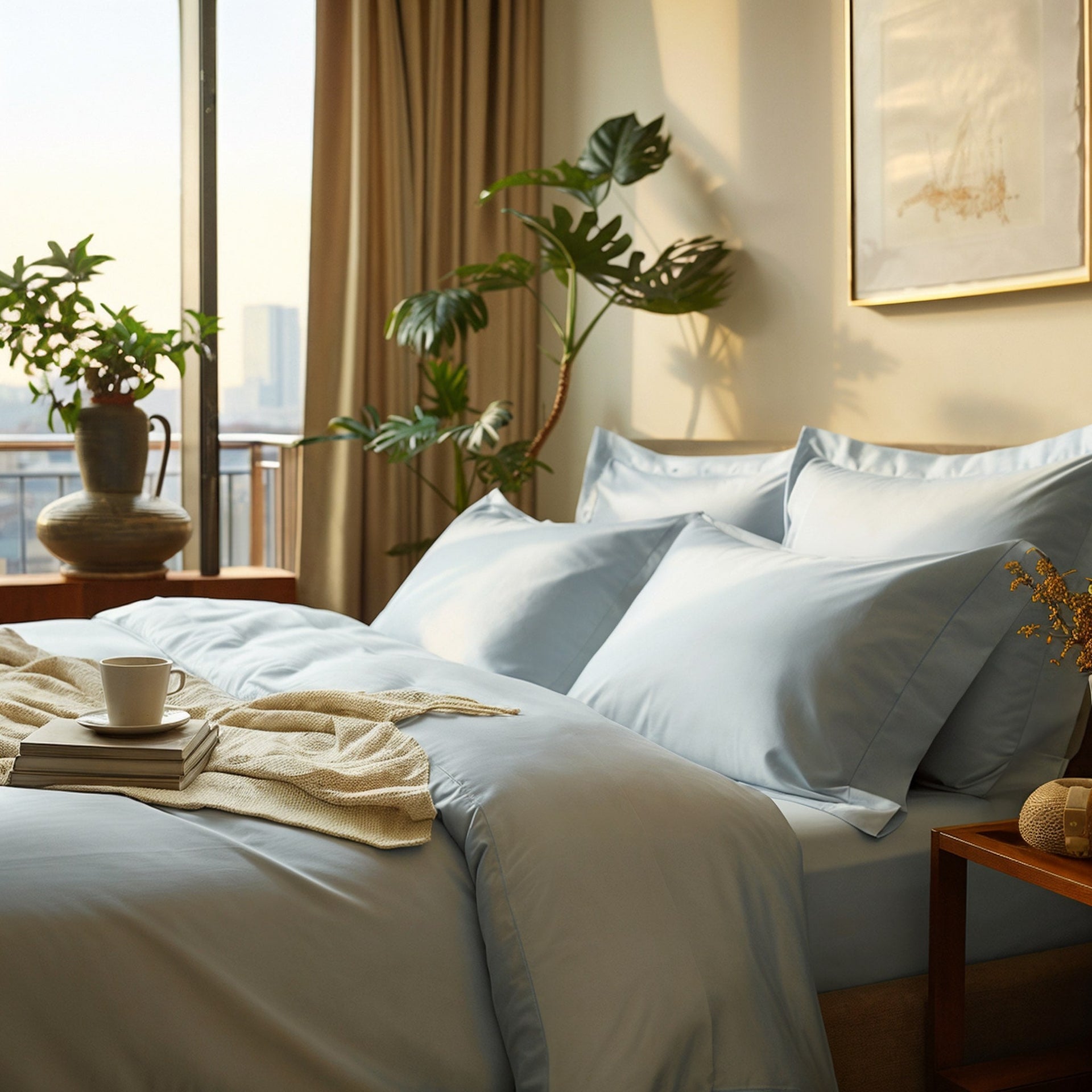 Australian Cotton Sateen Duvet Cover in Stripe and Solid - Image 13