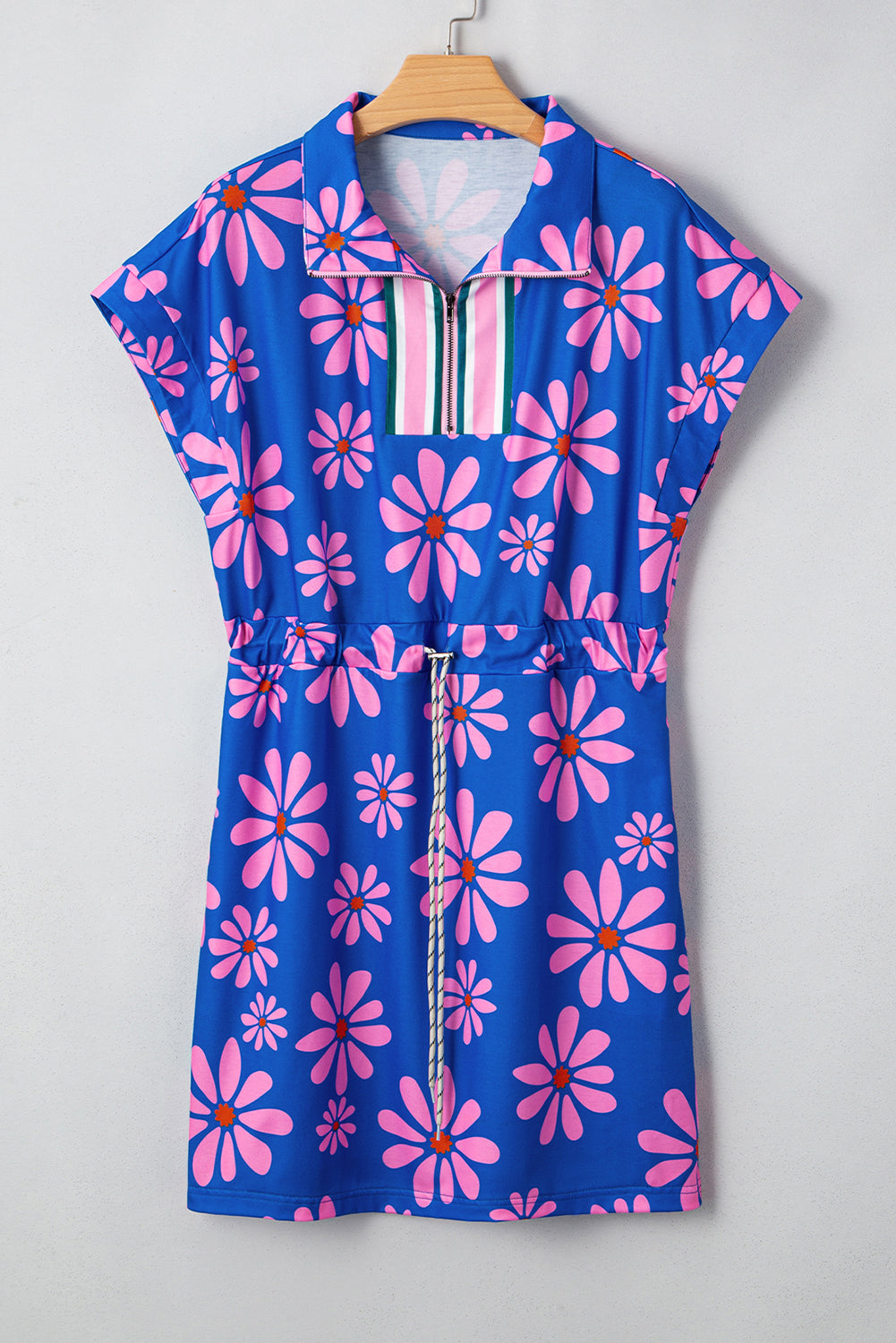 Women's Floral Quarter-Zip Mini Dress