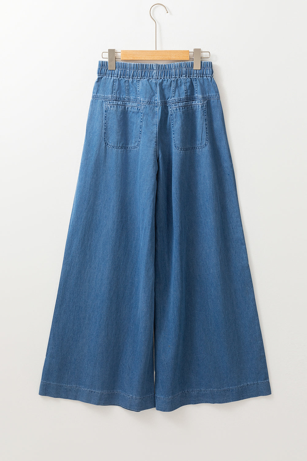 Dusk Blue Mineral Wash High Waist Wide Leg Button Fly Jeans