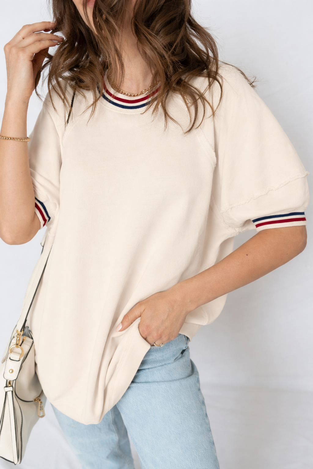 Women's Haisley Varsity Stripe Loose Tunic Top - Sporty Knit