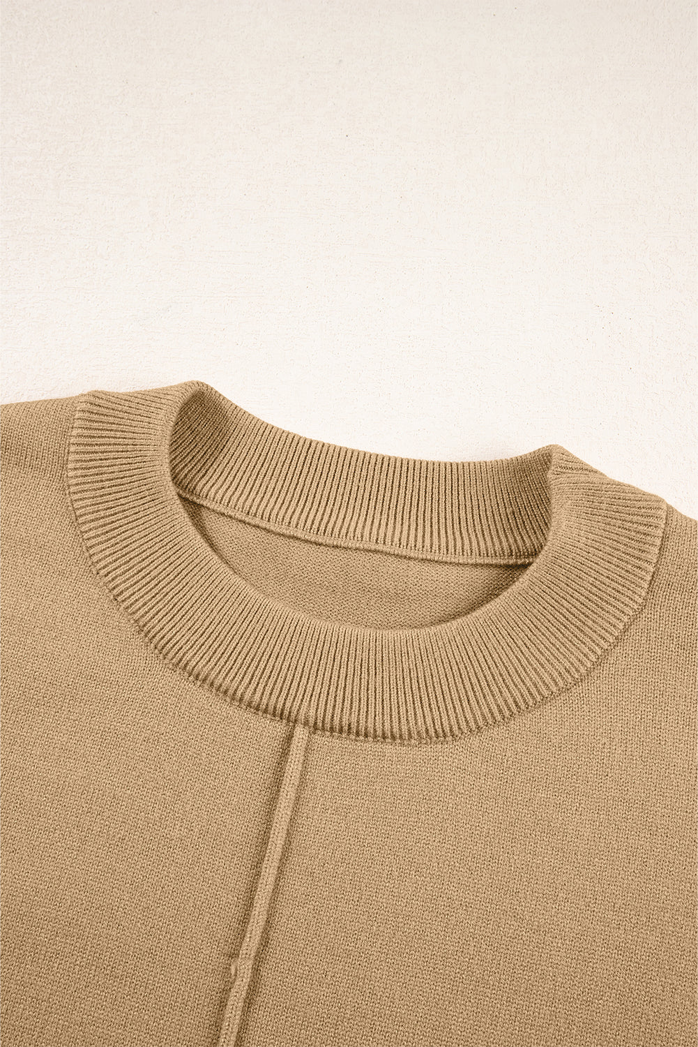 Solid Front Center Seam Drop Shoulder Sweater
