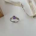 Vintage Vine Oval Gemstone Open Ring For Women, Elegant Luxury Niche Design,