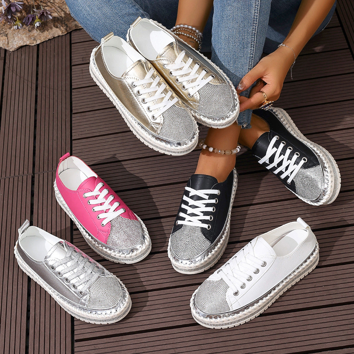 Women's Plus Size White Chunky Sneakers