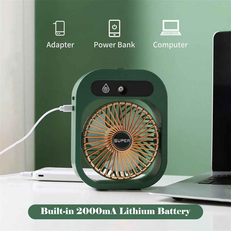 Portable USB Misting Fan & Air Cooler Humidifier - 3 Speed Desktop