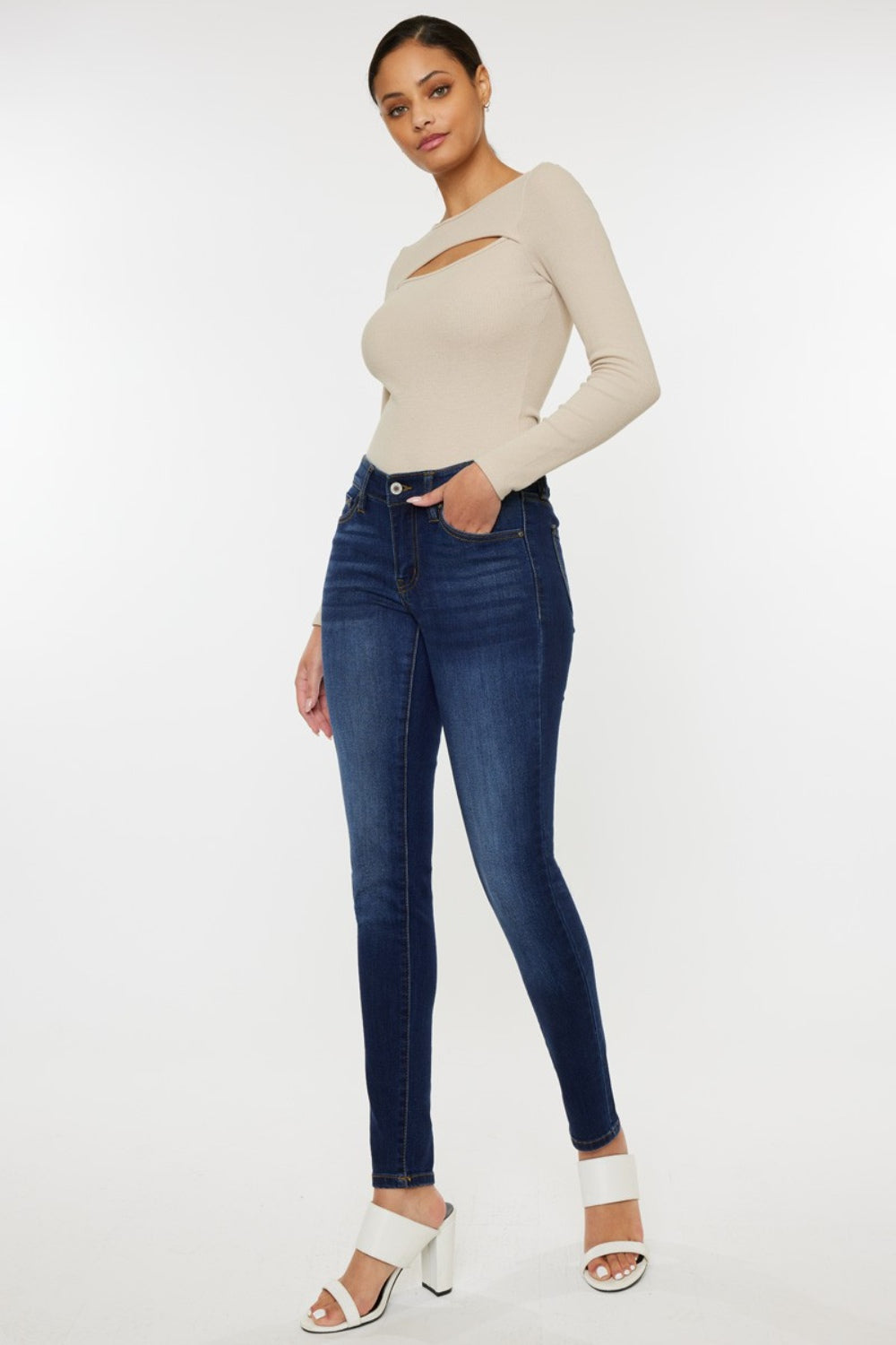 KanCan Mid Rise Gradient Skinny Jeans | Stretchy Denim