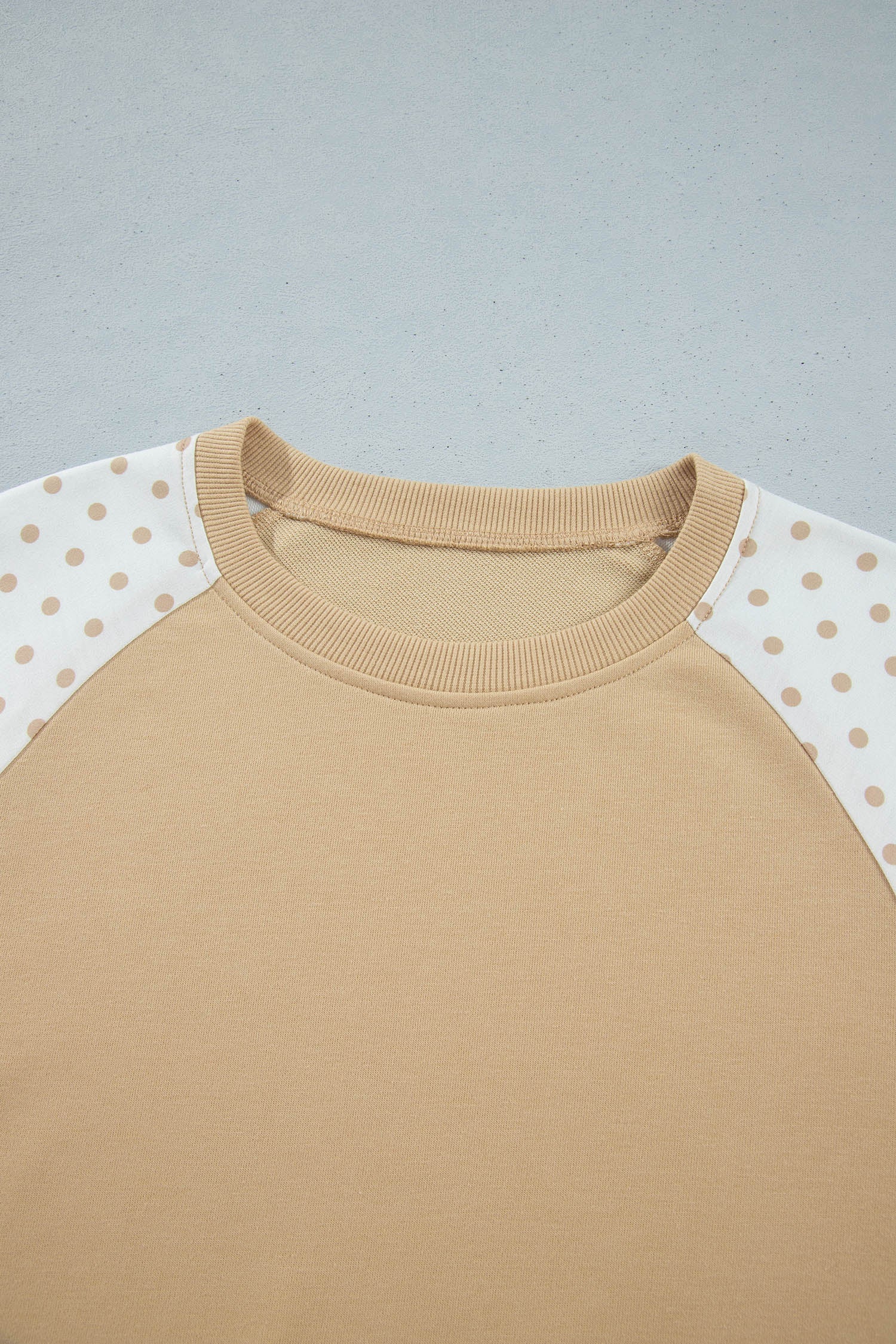 Polka Dot Patchwork Crop Sweatshirt & Pants Set