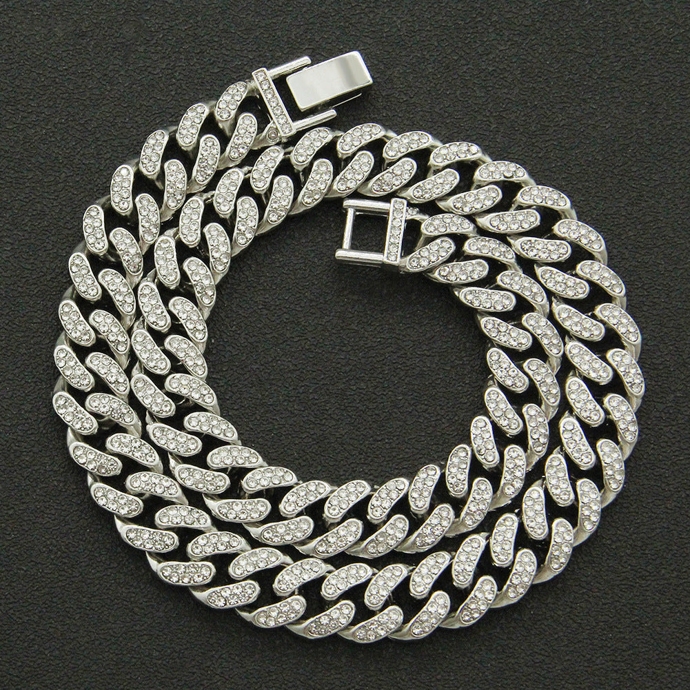 Iced Out Cuban Chain Necklace - Heavyweight Geometric Street Style