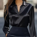 Women's V-Neck Business Casual Long Sleeve Blouse Relaxed Fit - Image 8