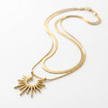 Double Layer Sun God Snake Bone Necklace For Women, Niche Accessory Cool Minimalist Vibe Versatile Stackable Choker Collarbone Chain