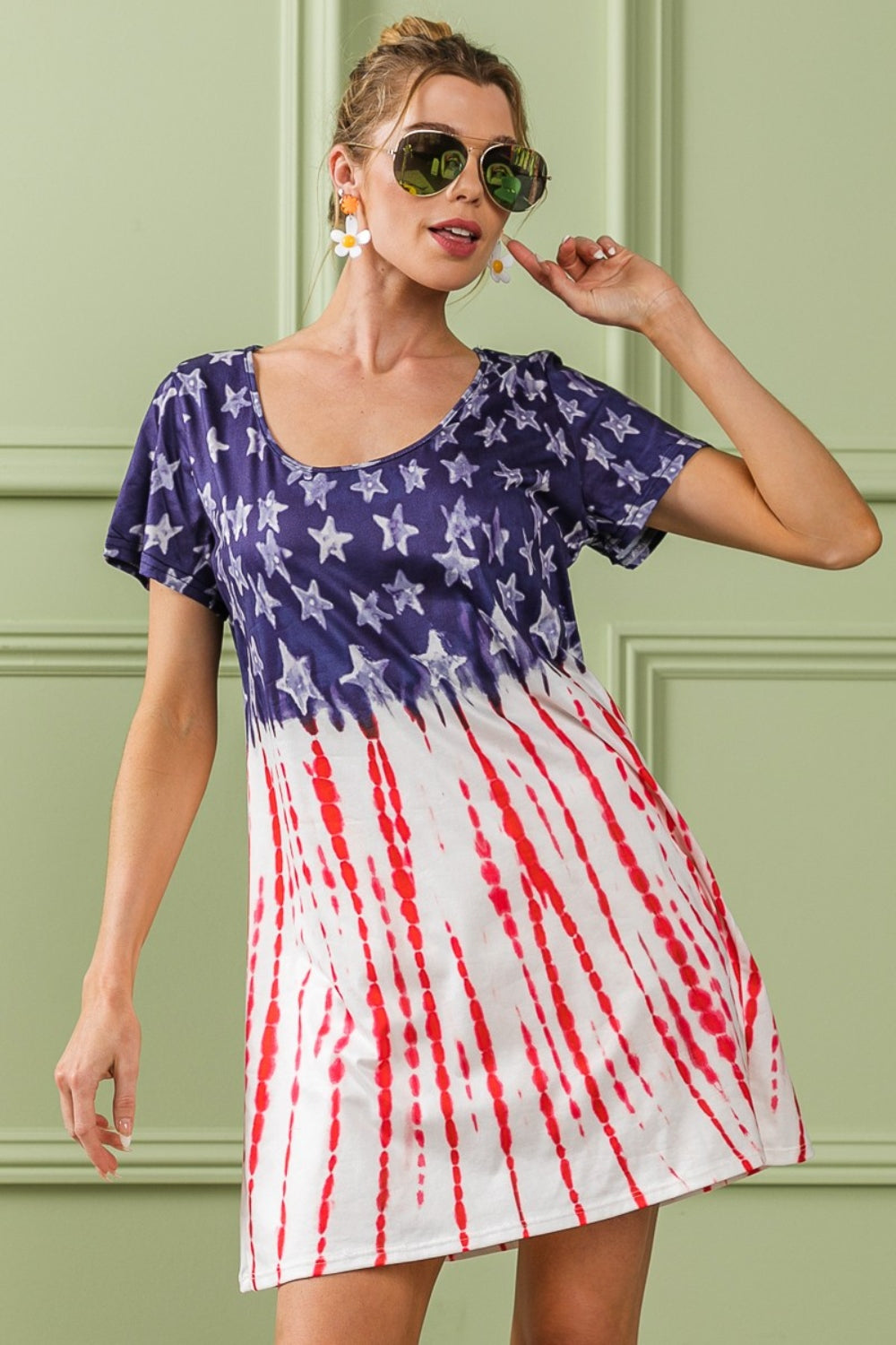 Navy Blue American Flag Theme Tee Dress