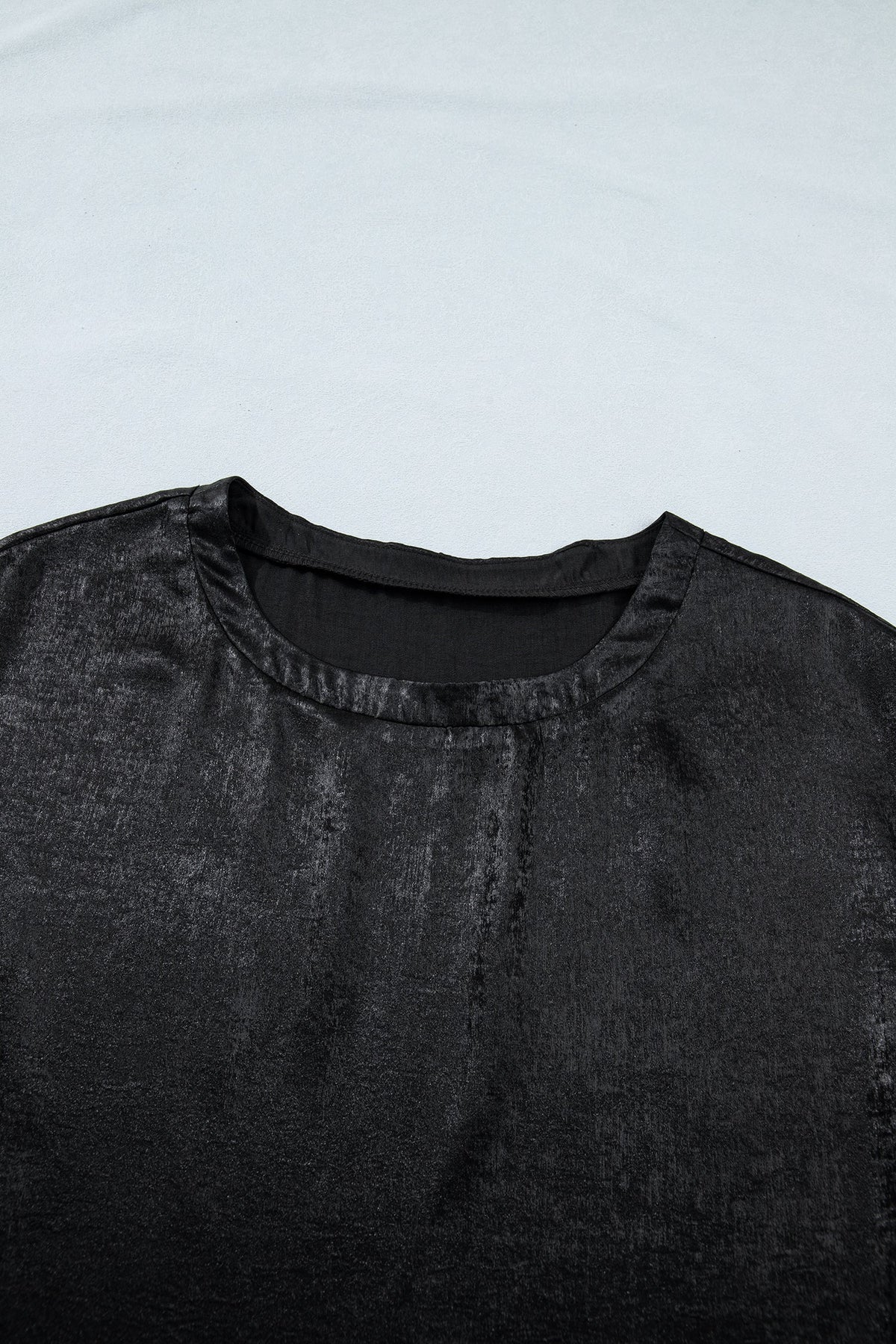 Metallic Round Neck Cap Sleeve Tee