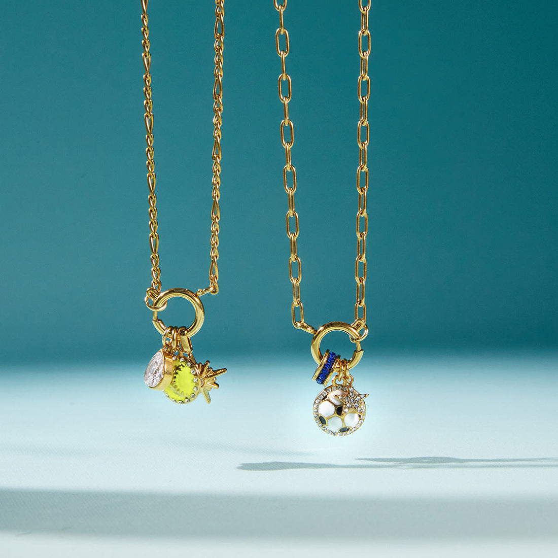 Sports Ball Enamel Pendant Necklace in Polished Stainless Steel