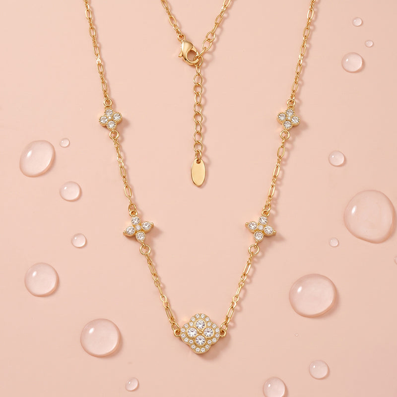 Vintage Elegant High-quality Stainless Steel Teardrop Flower Pendant Necklace
