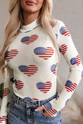 Americana Heart Mesh Long Sleeve Bodysuit