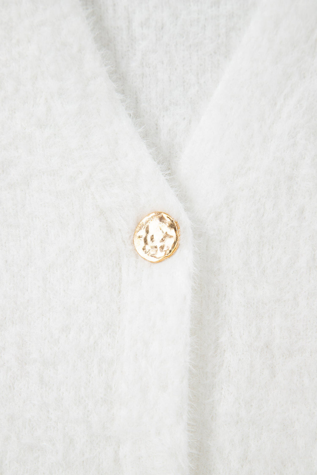 Solid Fuzzy Button-Front Cardigan