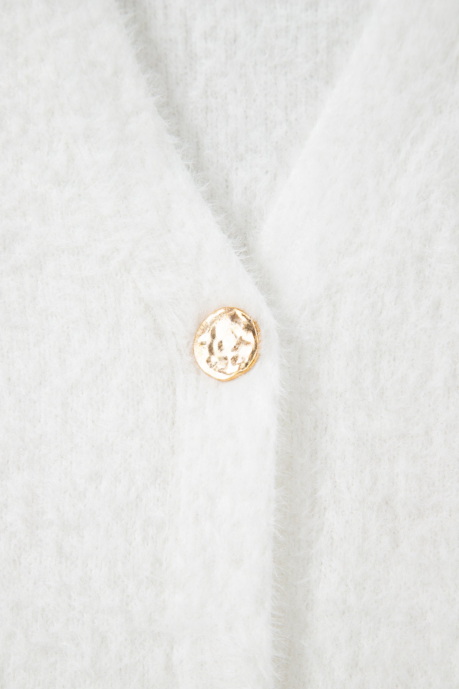 Solid Fuzzy Button-Front Cardigan