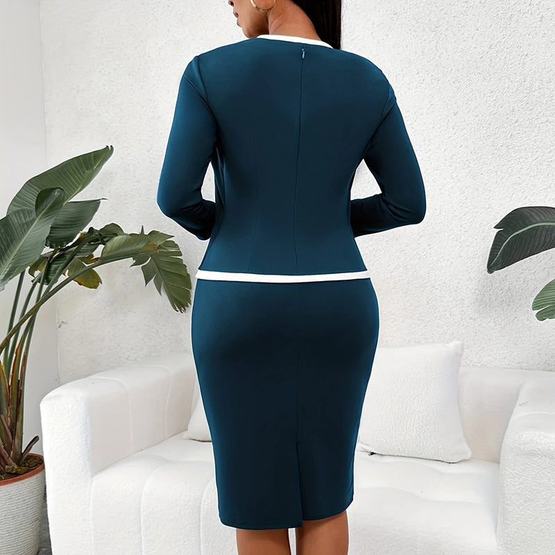 Women’s Square Neck Half Sleeve Bodycon Office Midi Dress - Image 7
