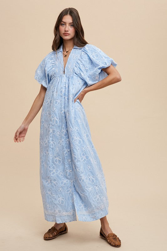 Floral Smocked Puff Sleeve Summer Dress with Feminine Details