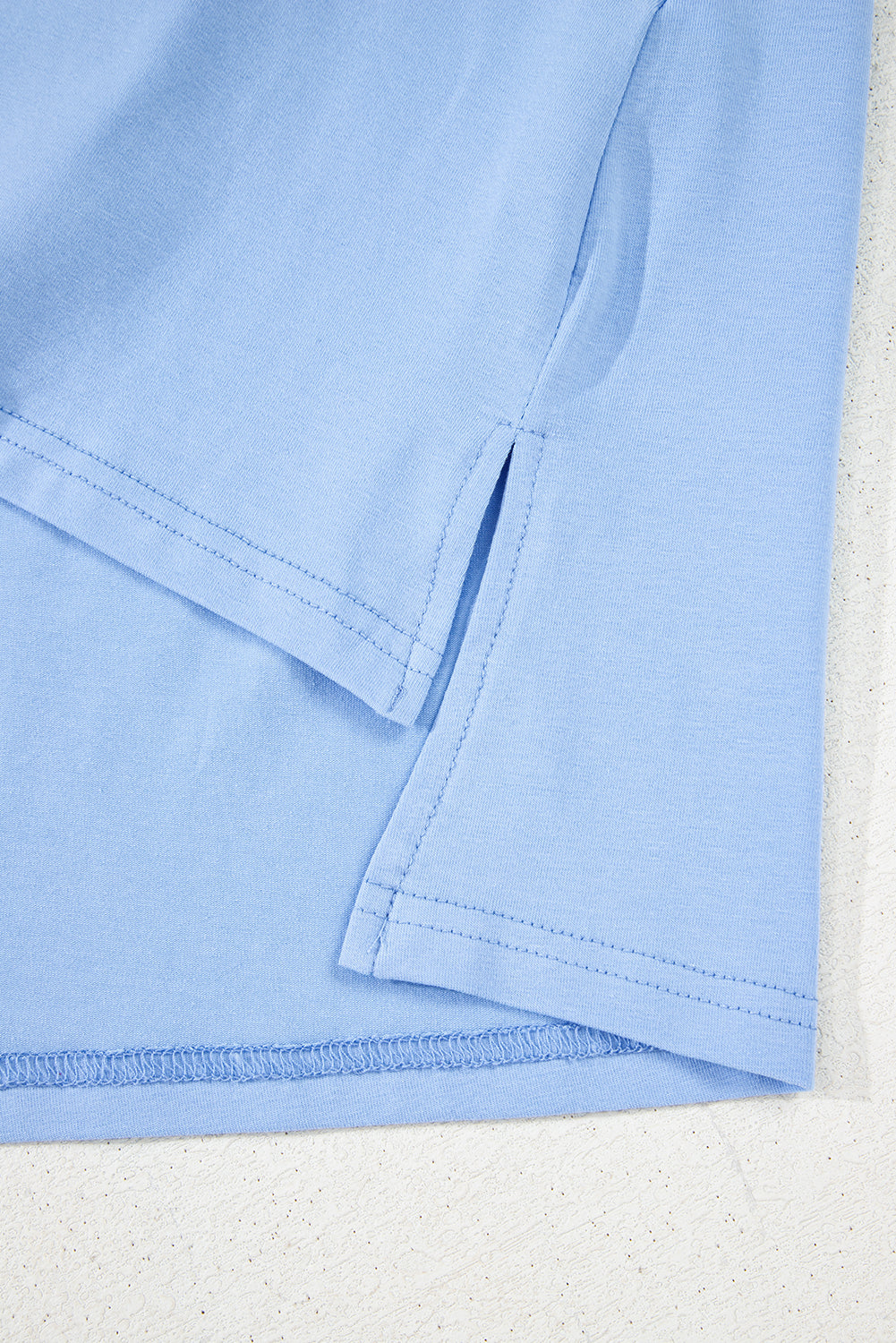 Myosotis Loose Half Sleeve Hi-Low T-Shirt | Light Blue Cotton