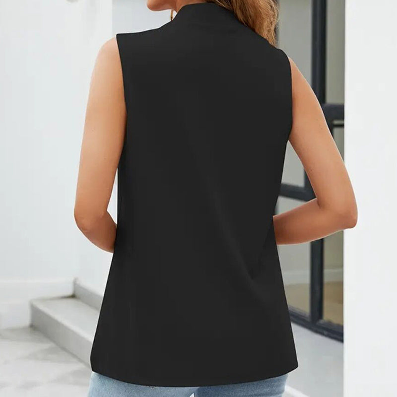 Women's Sleeveless Stand-Collar Open Front Cardigan Vest - Image 7
