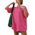 Balimtoy Rompers for Women Summer Oversized Athletic Overalls Workout Hot Shot Tee Romper Casual Jumpsuits Hot Pink S