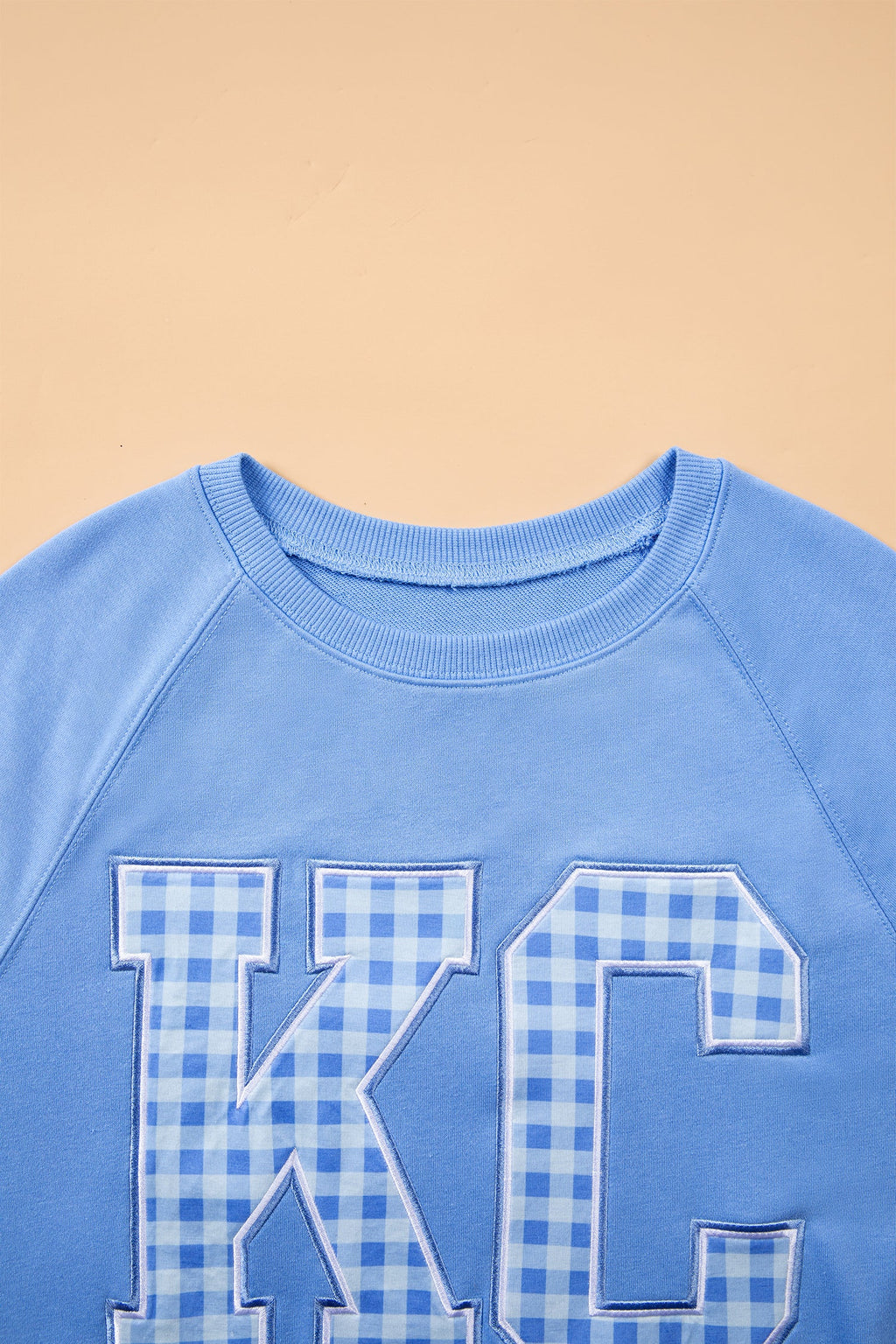 Plus Size Kansas City Gingham Letter Print Sweatshirt