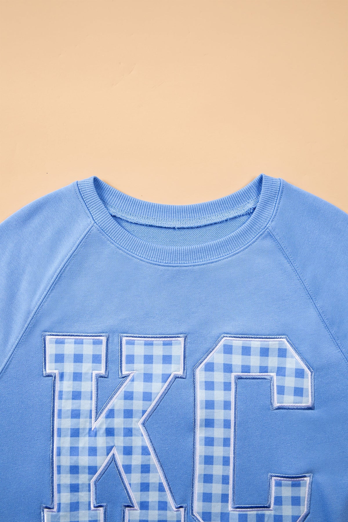 Plus Size Kansas City Gingham Letter Print Sweatshirt