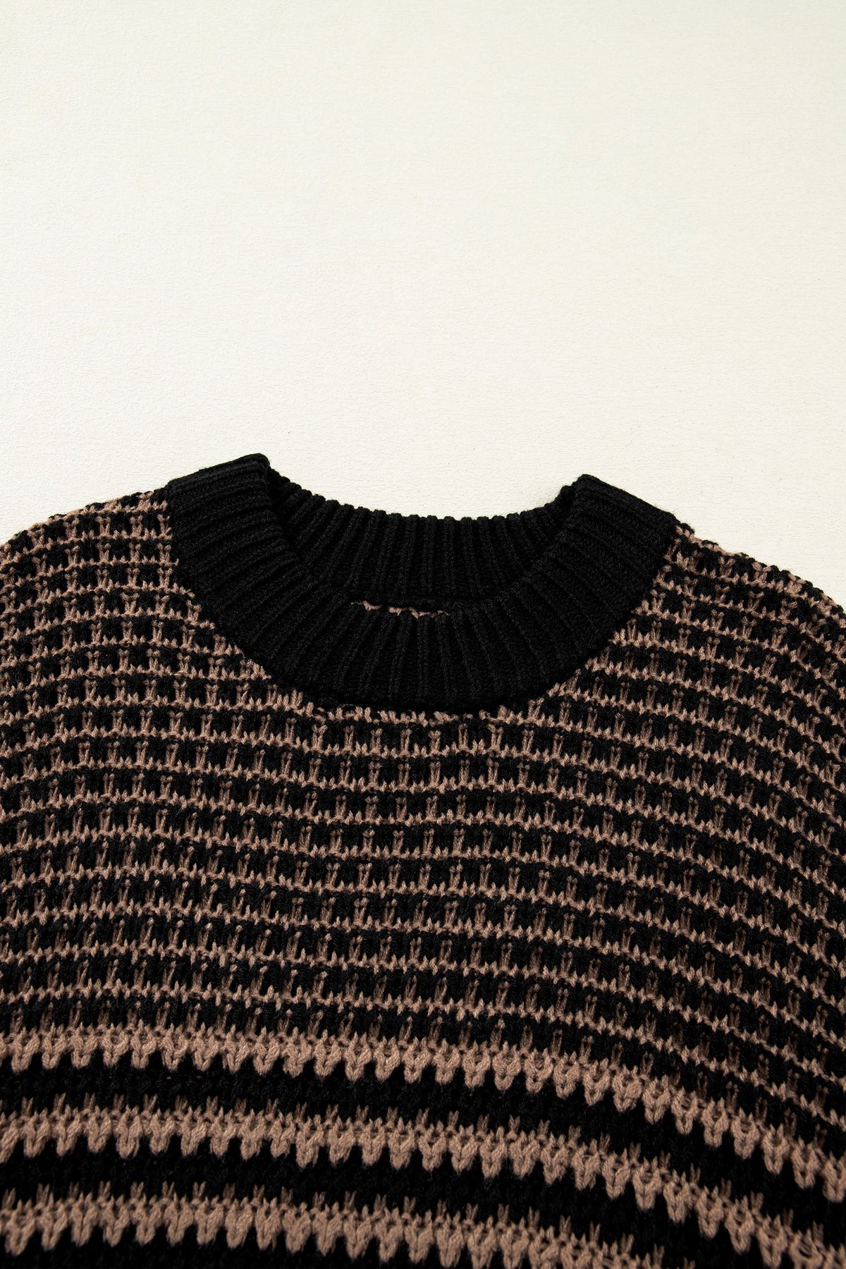 Stripe Draped 3/4 Sleeve Slouchy Sweater
