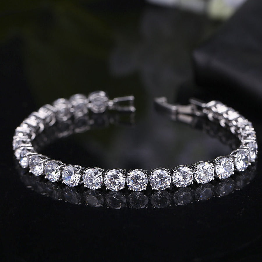 Vera Lux S925 sterling silver bracelet with cubic zirconia accents on a white background