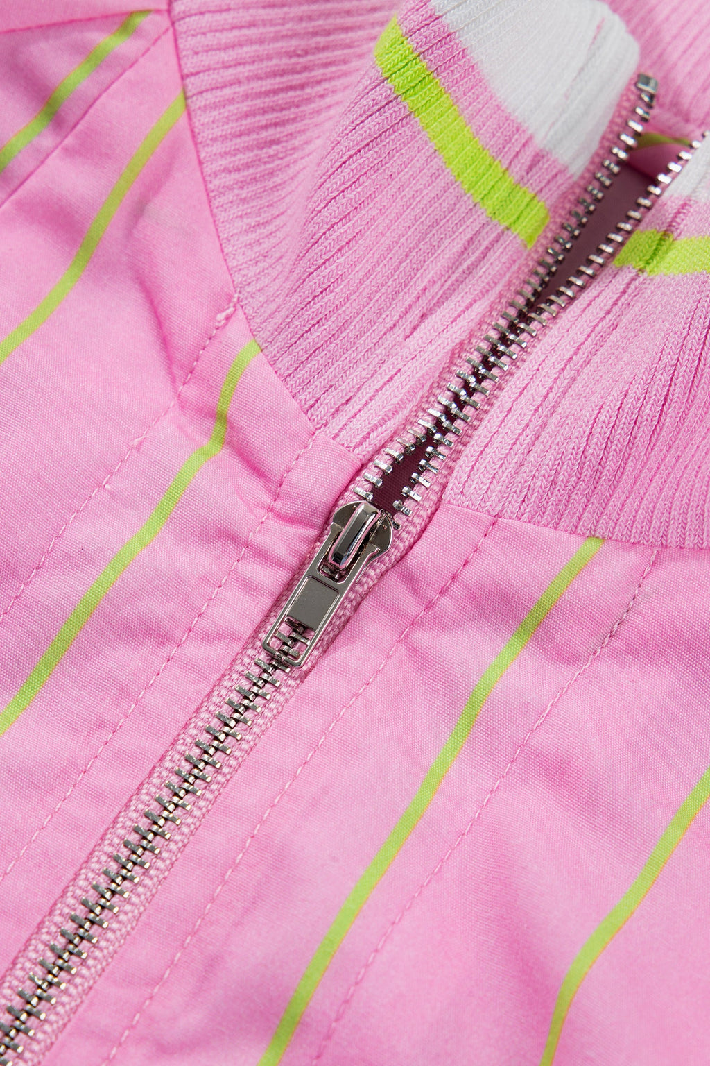 Gwendolyn Striped Shift Blouse with V-Neck and Metal Zipper