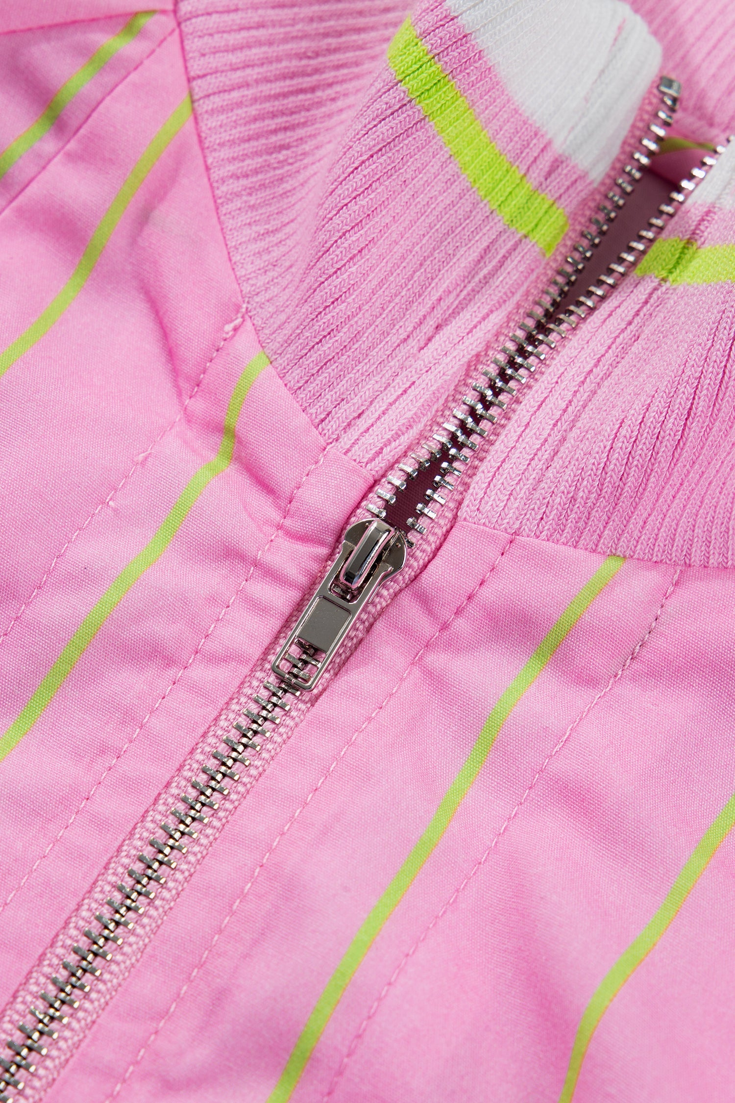 Gwendolyn Striped Shift Blouse with V-Neck and Metal Zipper