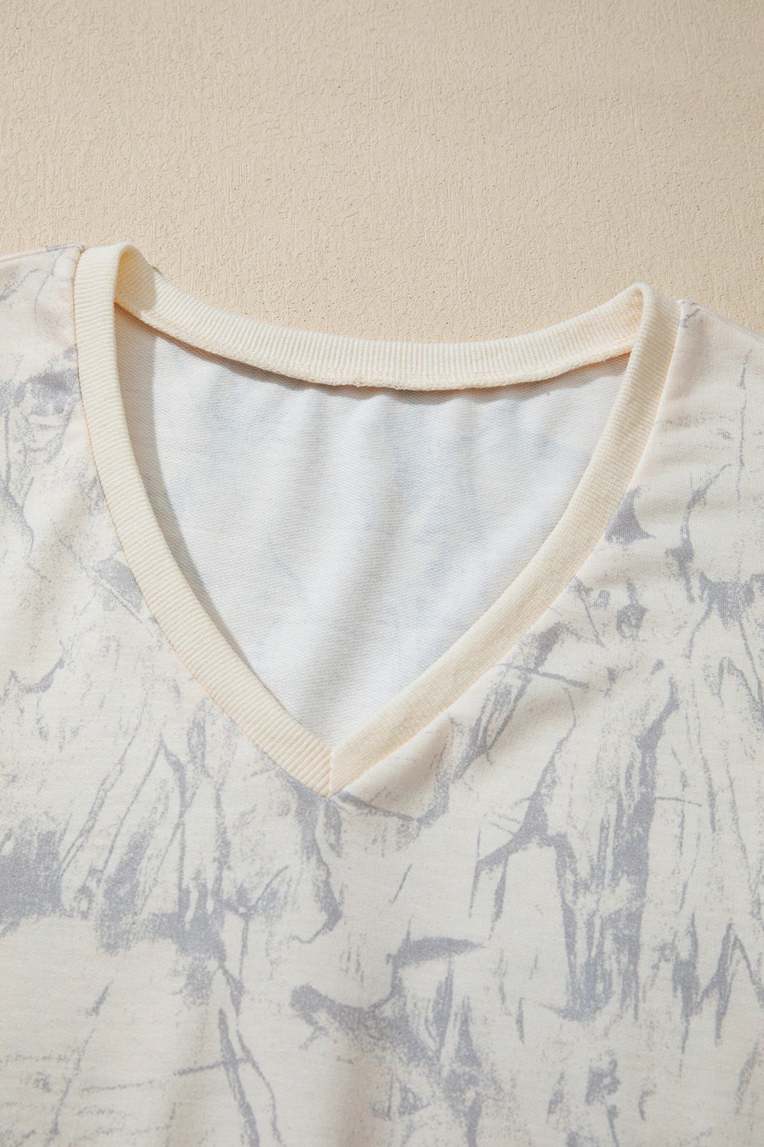 Camo V-Neck Loose Tee and Drawstring Shorts Loungewear Set
