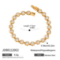 Gold stainless steel butterfly chain bracelet on a white background