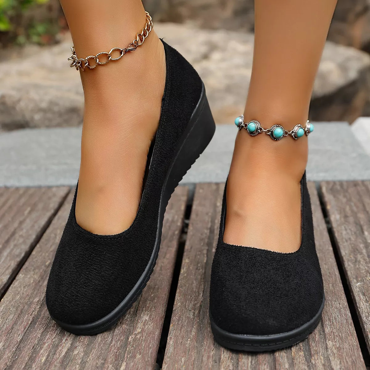 Wedge Heel Slip-On Loafers